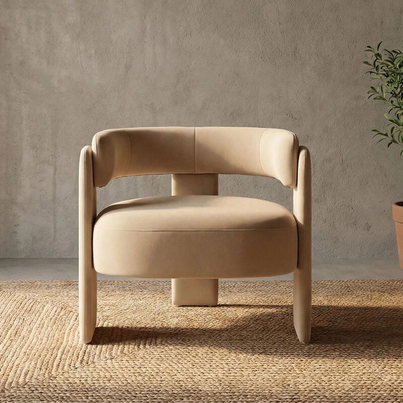Envelor Modern Velvet Wingback Accent Armchair image number 3