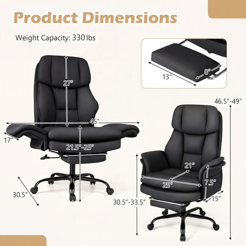 Ergonomic Cross Legged Office Chair Big and Tall with Retractable Footrest image number 2