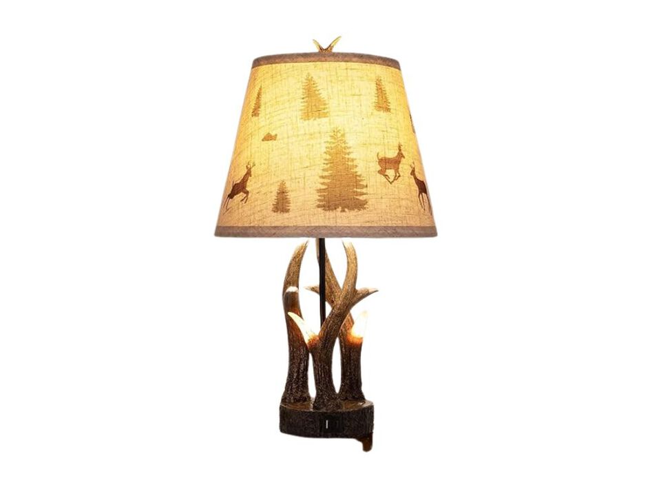 Table Lamp Set &ndash; Rustic Antler Touch Dimmable Dual Light with USB‑C/A Charging