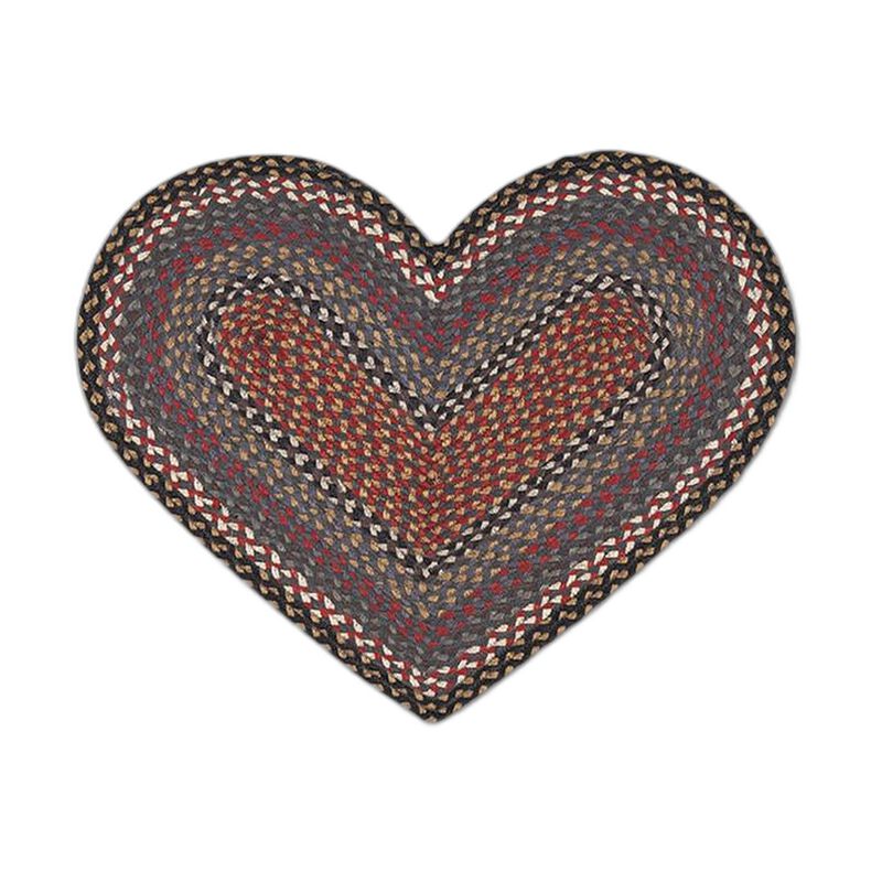 Earth Rugs C-43 Burgundy Blue Gray Heart Braided Rug 20 X 30 image number 0