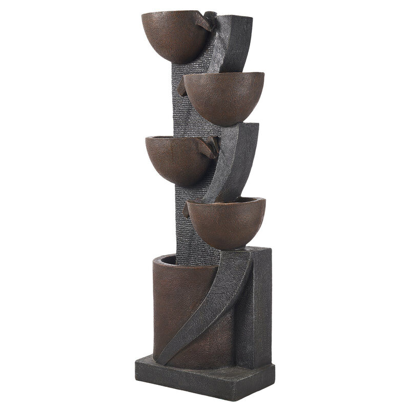 5-Tier Outdoor Water Fountain with LED Lights, Jar Cascading Garden Fountain image number 0