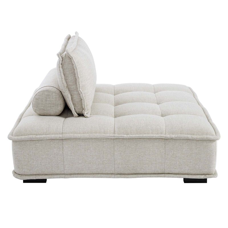 Saunter Tufted Fabric Armless Chair Brown image number 3
