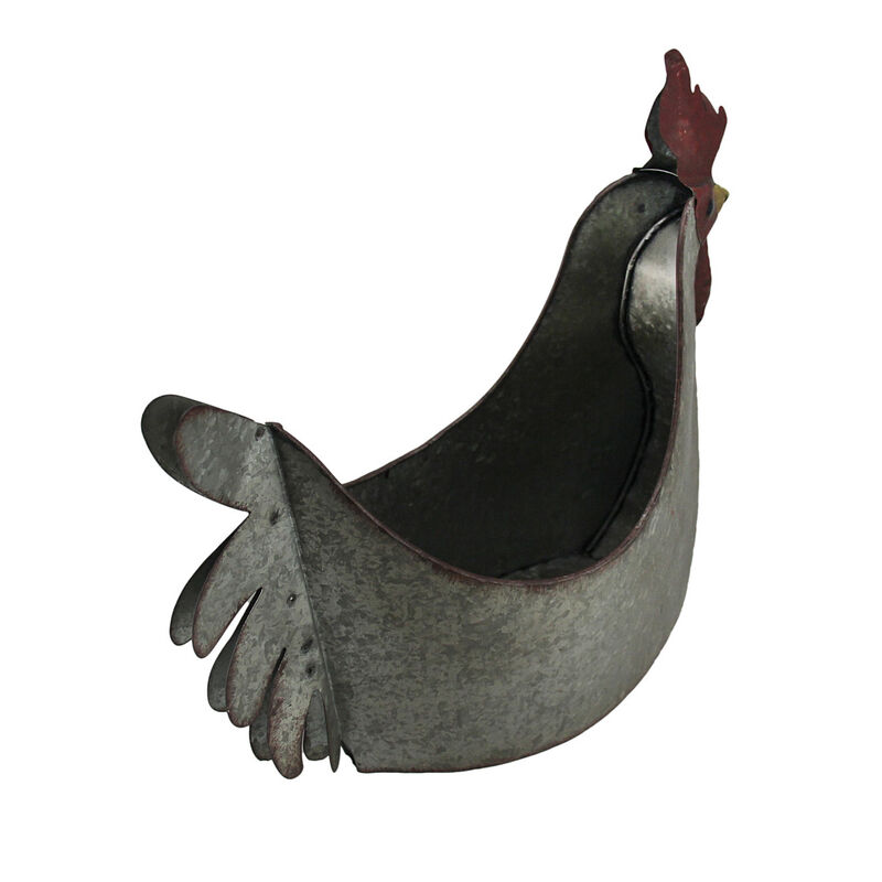 Galvanized Metal Indoor/Outdoor Rooster Planter image number 1