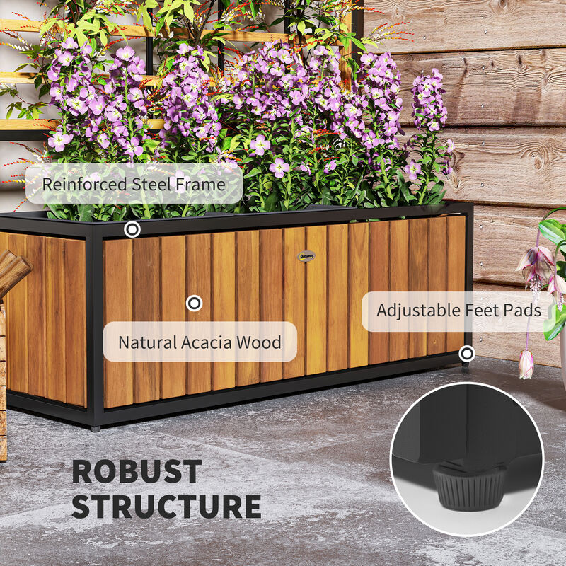 Hivvago Elevated Wooden Planter with Trellis and Pots image number 4