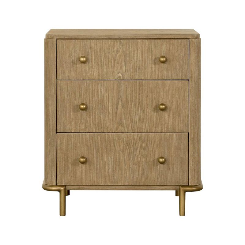 Simple Relax 3 Drawers Wood Nightstand with Dual USB Ports in Sand Wash image number 0