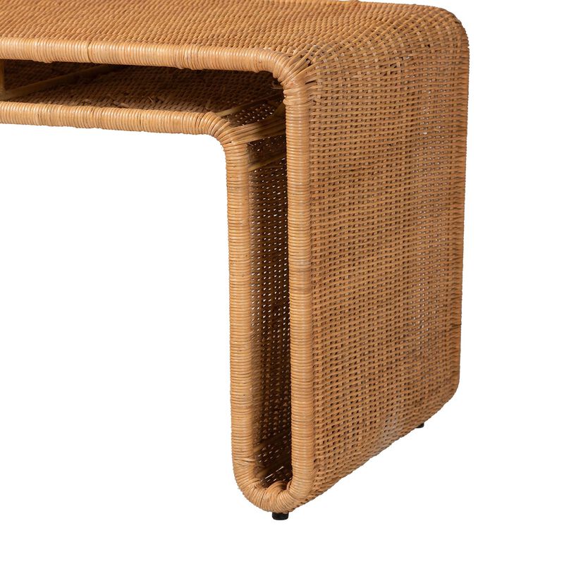 bali & pari Nevada Bohemian Light Honey Rattan Accent Bench