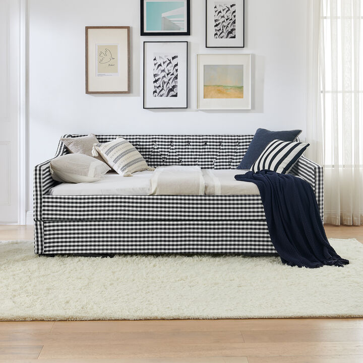 Merax 3-in-1 Daybed with Trundle, Converts to Sofa, 2 Twins or King &ndash; Tufted Back