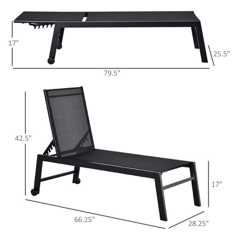 Hivvago Outdoor Chaise Lounge Recliner with Wheels image number 2