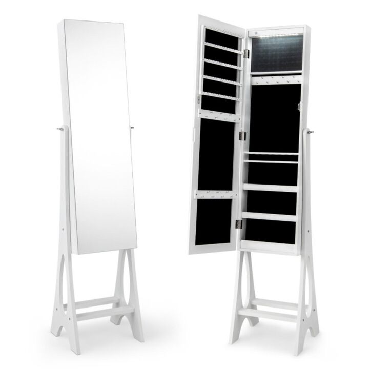 Hivvago Freestanding Jewelry Cabinet Armoire Organizer with Bevel Edge Mirror
