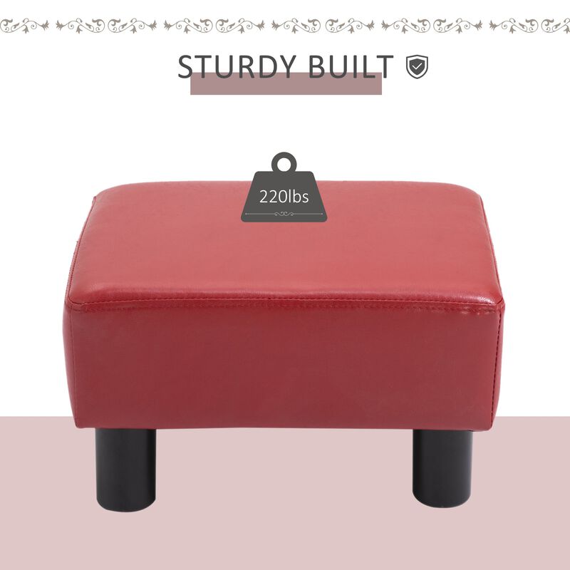 Crimson Comfort: Modern Red Faux Leather Rectangular Footrest