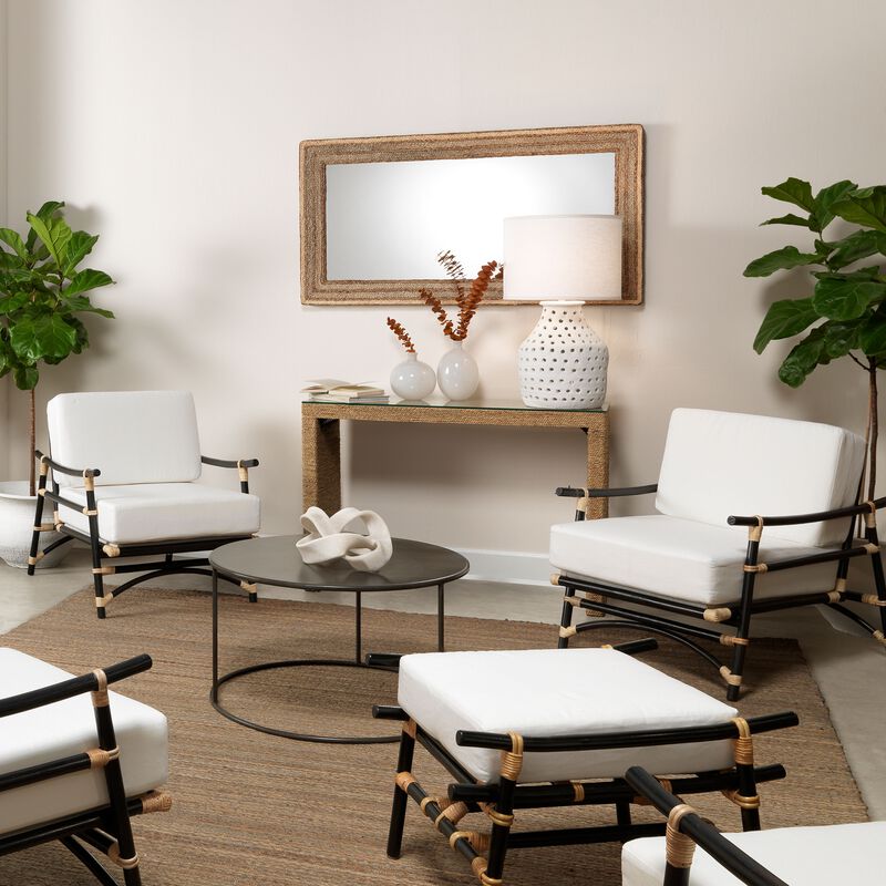 Evergreen Braided Seagrass Rectangle Mirror, Natural