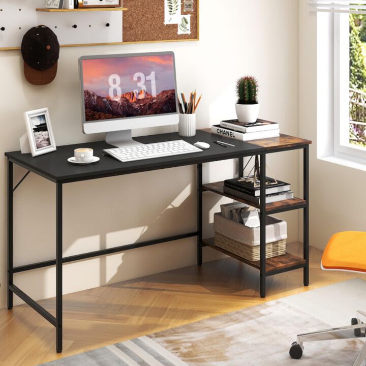 Hivvago 55" Modern Industrial Style Study Writing Desk with 2 Storage Shelves