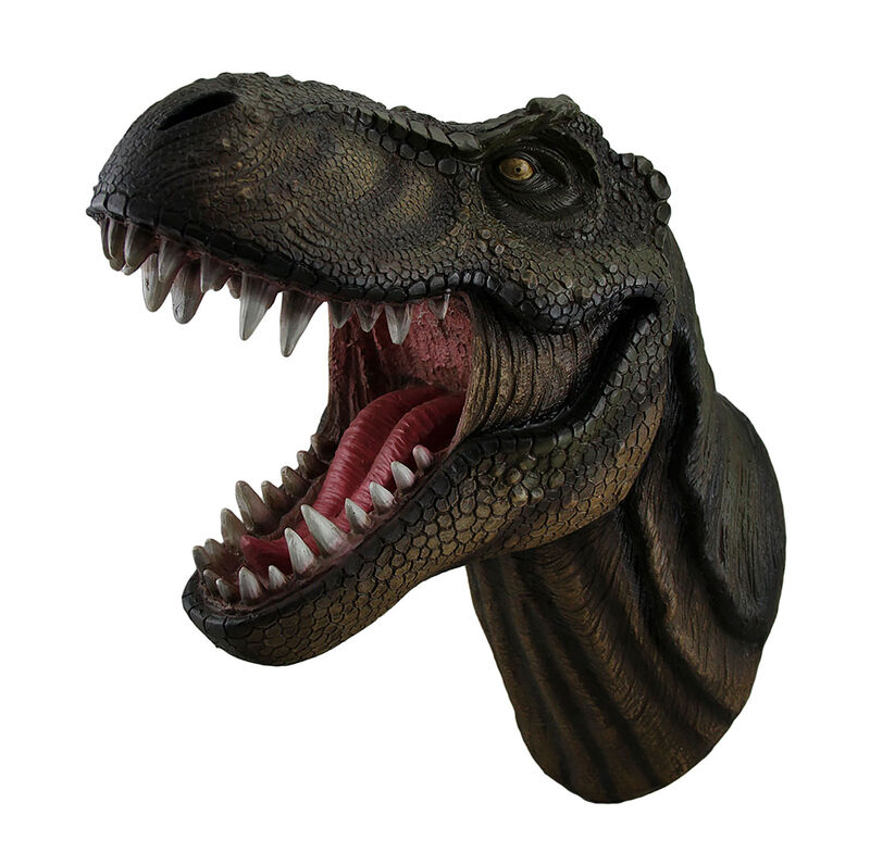 Jurassic Jaws Snarling Tyrannosaurs Rex Wall Mounted Dinosaur Head Sculpture image number 1