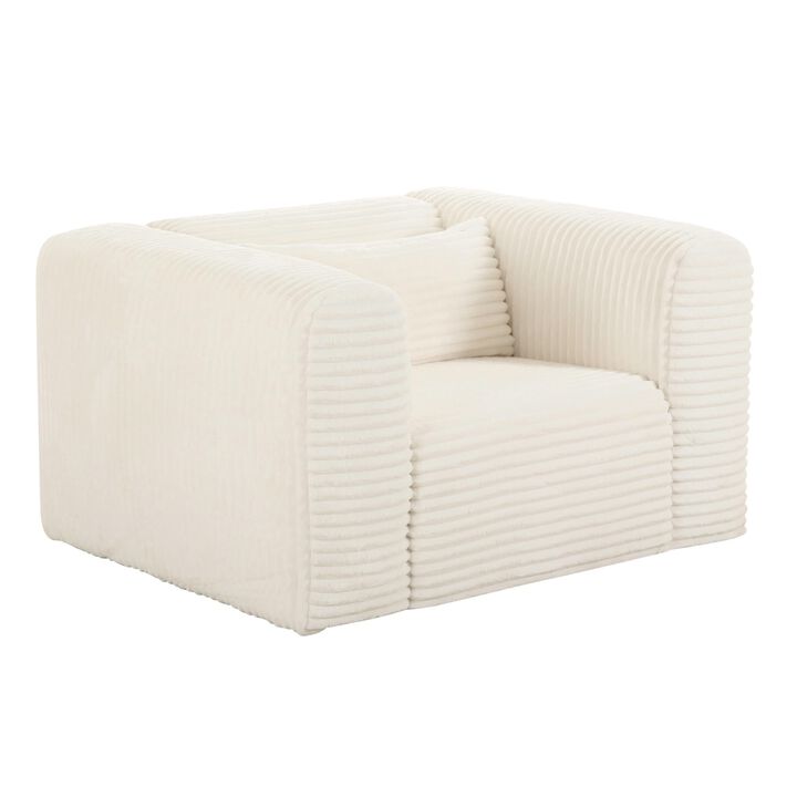 Casafoyer Tarra Fluffy Oversized Cream Corduroy Armchair