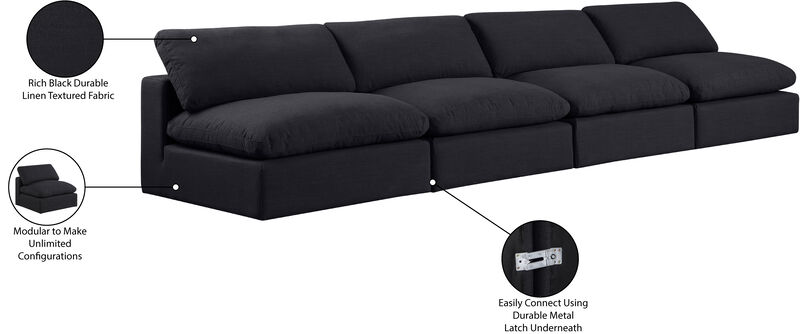 Meridian Furniture Comfy Black Linen Textured Fabric Modular Sofa image number 9