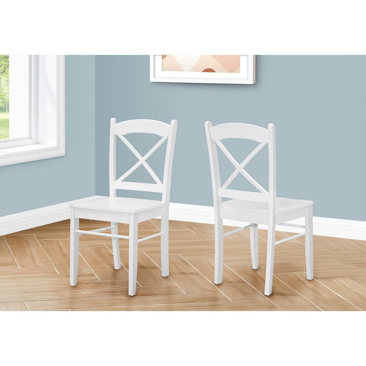 Monarch Specialties I 1320 - Dining Chair, Set Of 2, Side, Kitchen, Dining Room, White, Wood Legs, Transitional