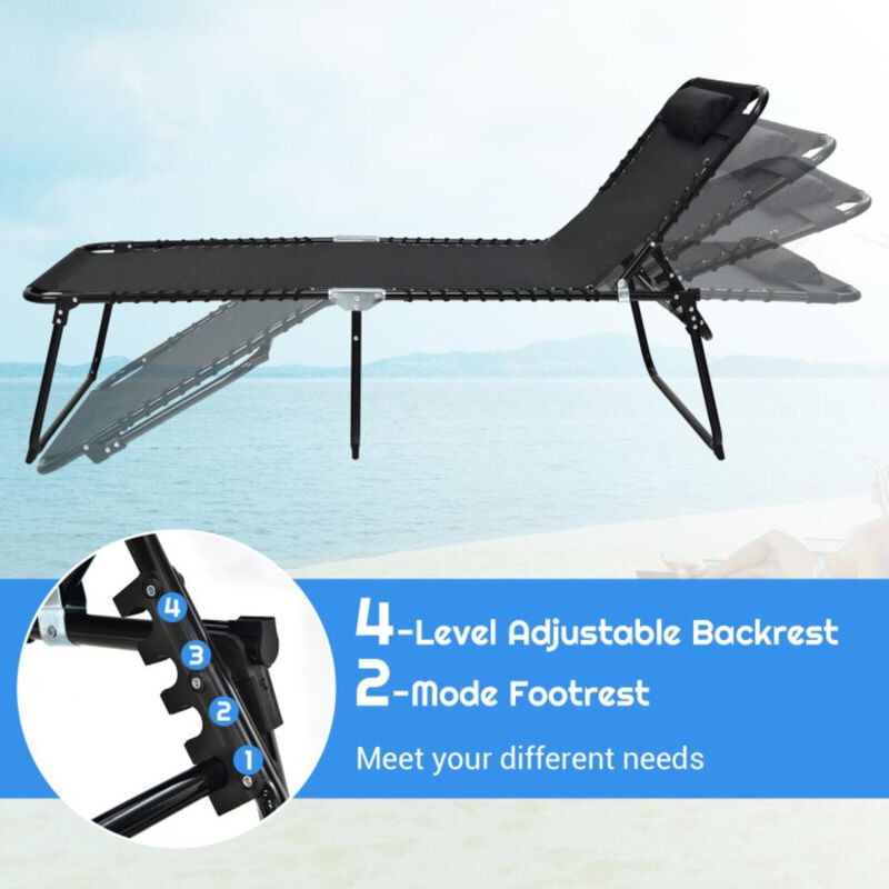 Hivvago 4 Position Folding Lounge Chaise with Adjustable Backrest and Footrest
