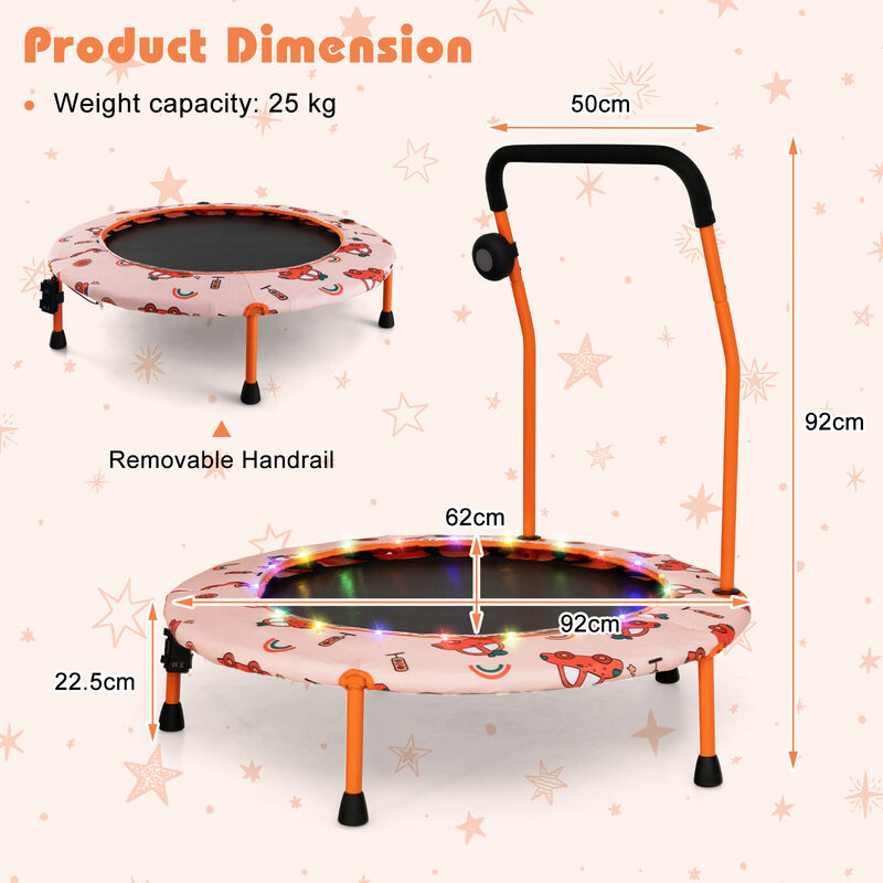 Kids Mini Trampoline with Colorful LED Lights and Bluetooth Speaker image number 2