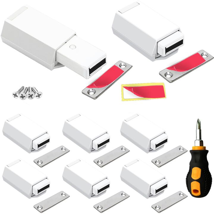 Magnetic Push to Open Cabinet Hardware CBRIVE 8 Pack Heavy Duty Push Latch & Lock for Hidden Door Touch Latches and Catch Magnet