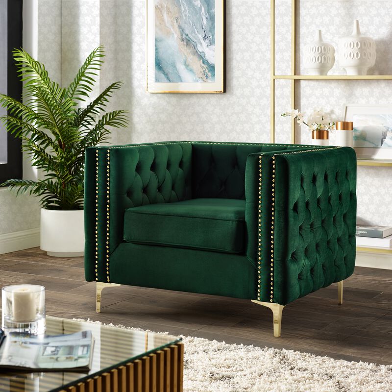 Inspired Home Clarinda Velvet Club Chair