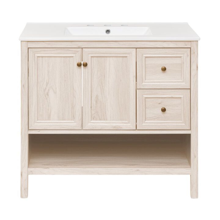36" Freestanding Bathroom Vanity with 3-Hole Widespread Sink Top