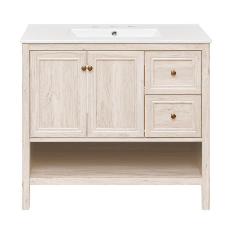 36" Freestanding Bathroom Vanity with 3-Hole Widespread Sink Top image number 0