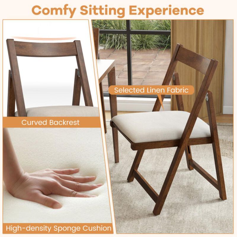 Hivvago Folding Upholstered Dining Chair Set of 4 with Curved Backrest