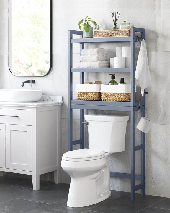 3-Tier Over Toilet Bathroom Organizer with Adjustable Shelf for Space-Saving Storage