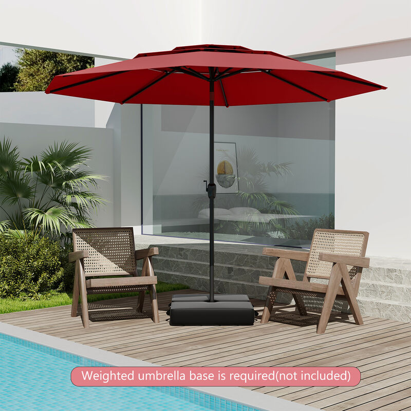 3-Tier Patio Umbrella with Push Button Tilt and Vented Canopy for Outdoor Shade