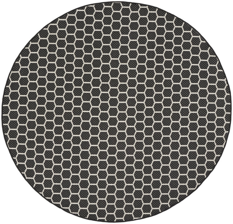 HomeRoots 8' Black And Ivory Geometric Indoor Outdoor Area Rug