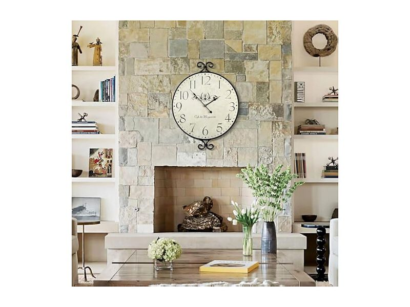 Farmhouse Wrought Iron Warm Gray Finish Wall Clock 24 Inch Silent image number 3