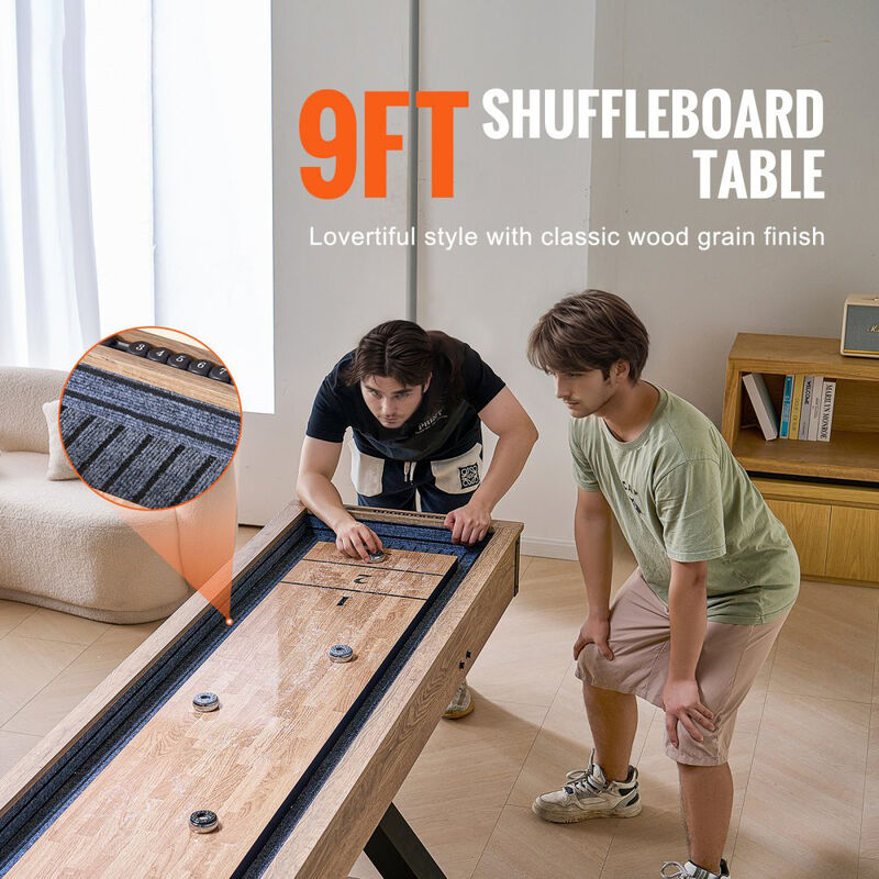 2 in 1 Shuffleboard Table 9 Ft with Pucks Bowling Set and Brush image number 3