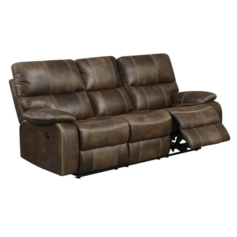 Madrona Burke 86 Power Reclining Sofa with Dual Recliners, Microsuede Upholstery