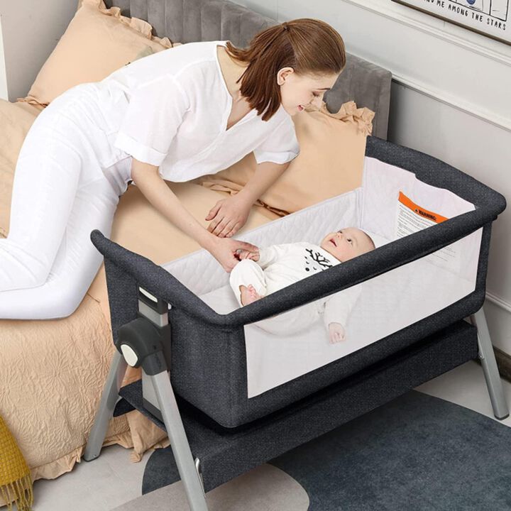 Hivago Portable Baby Bedside Sleeper with Adjustable Heights and Angle