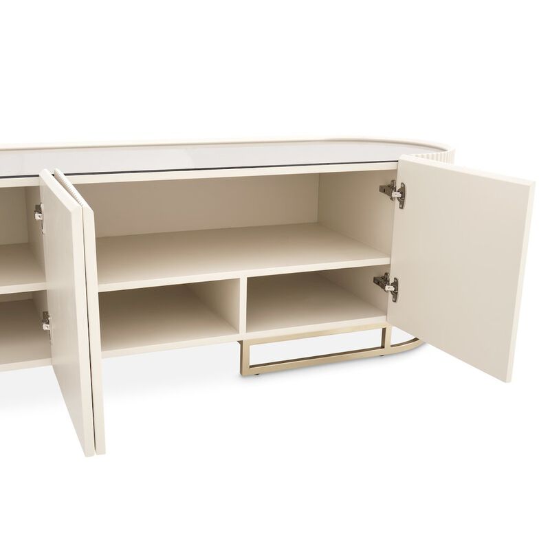 Michael Amini Lisbon Media Cabinet - Silken Matte Cream image number 3