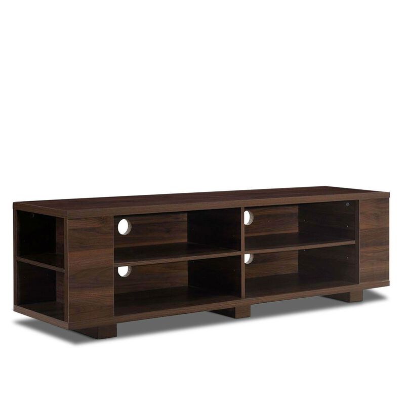 Hivvago Modern TV Stand in Walnut Wood Finish - Holds up to 60-inch TV
