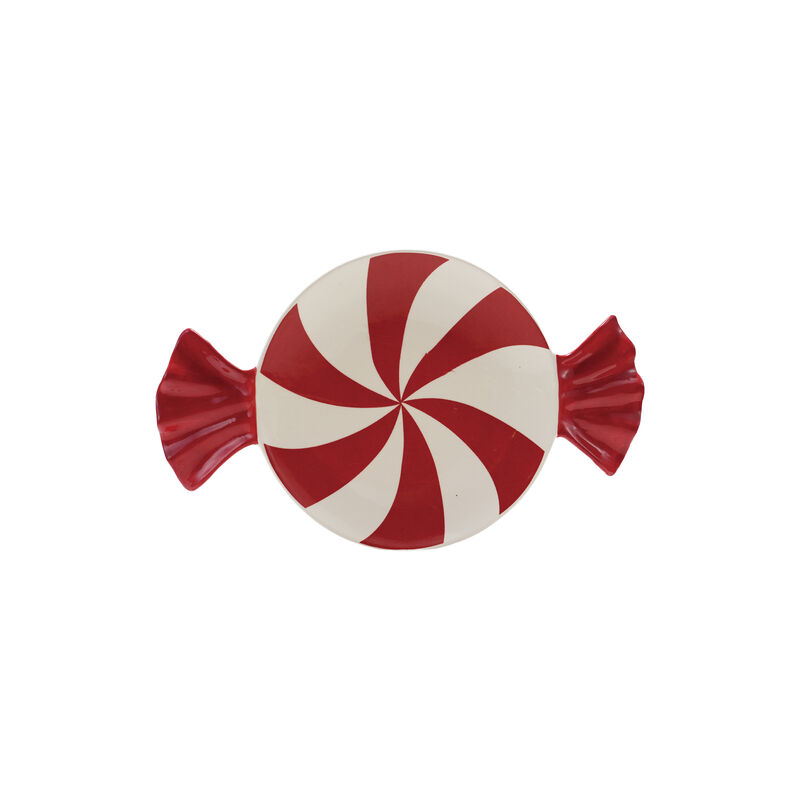 Artisan Dolomite Candy Stripe Plate, Red & White image number 0