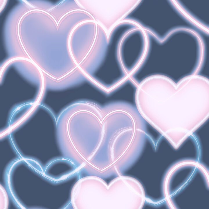 Effie Navy Neon Heart Wallpaper (Set of 2)