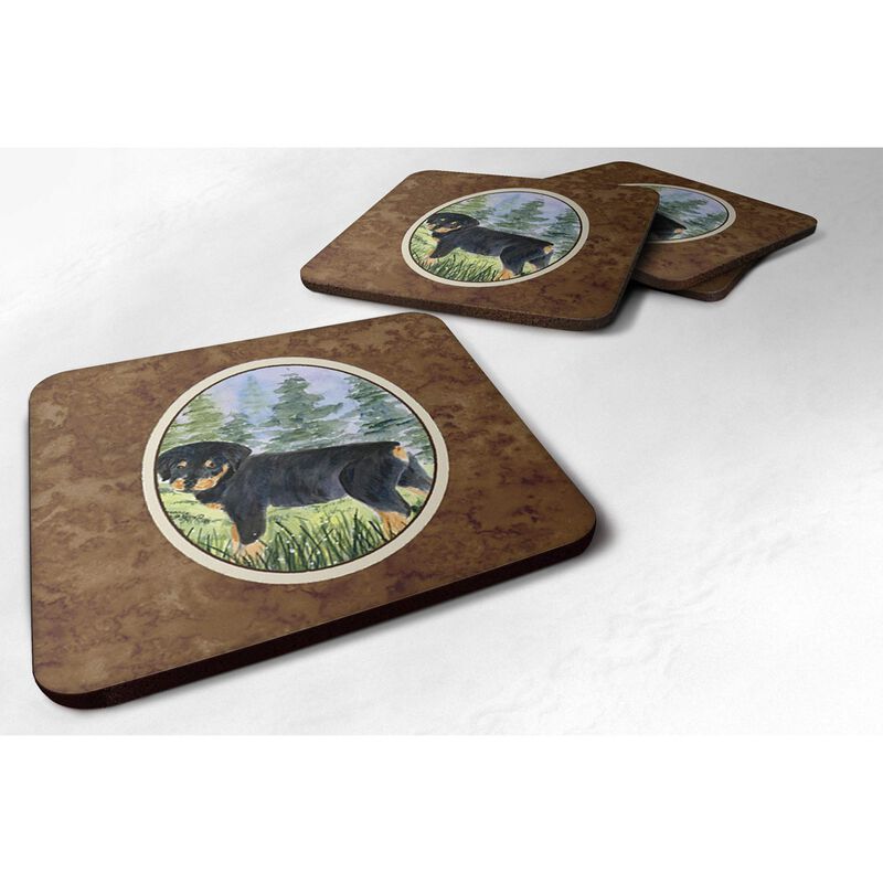 Caroline's Treasures SS8057FC Rottweiler Foam Coasters (Set of 4), 3.5 H x 3.5 W, Multicolor