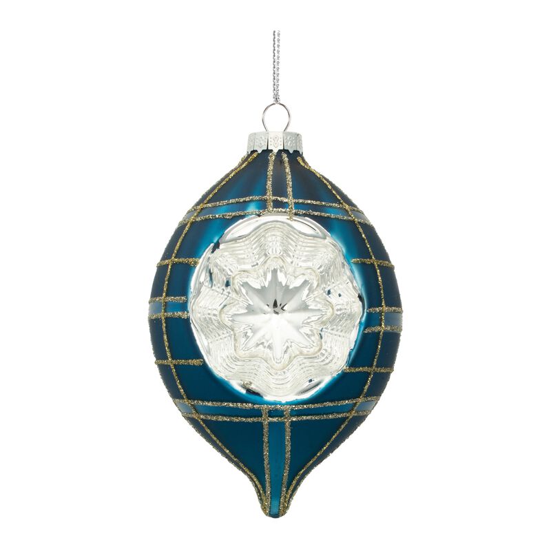Set of 12 Glass Plaid Reflector Ornaments for Seasonal Styling and Tree Trimming