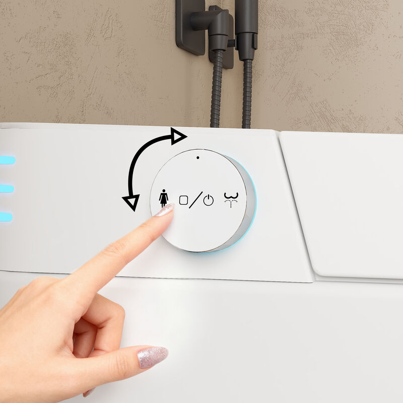 FUFU&GAGA Intelligent Ceramic Glazing Toilet with Automatic Opening Cover, Foot Sensor Flushing, Heated Seat, and Warm Air Drying (26.3 in. W x 15 in. D x 17.5 in. H), White