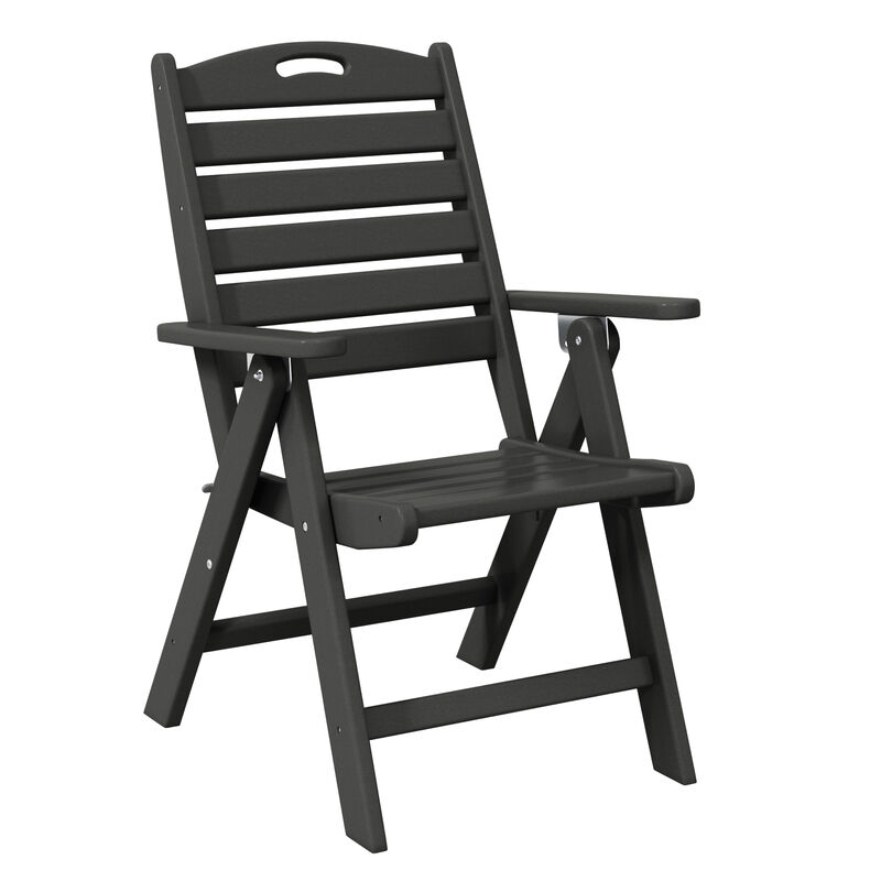 WestinTrends 5-Piece HDPE Square Patio Dining Table Set with Foldable Chairs