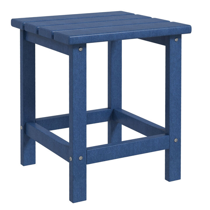 Outsunny Adirondack Side Table, Square Patio End Table, Weather Resistant 15" Outdoor HDPE Table for Porch, Pool, Balcony, Blue