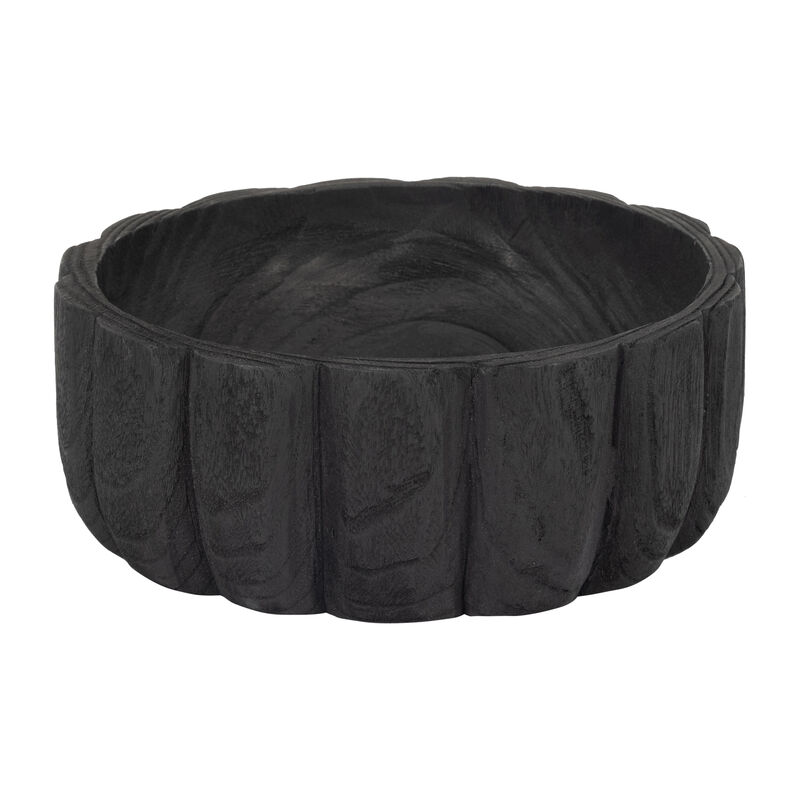 Wood, 9" Scalloped Bowl, Black image number 0