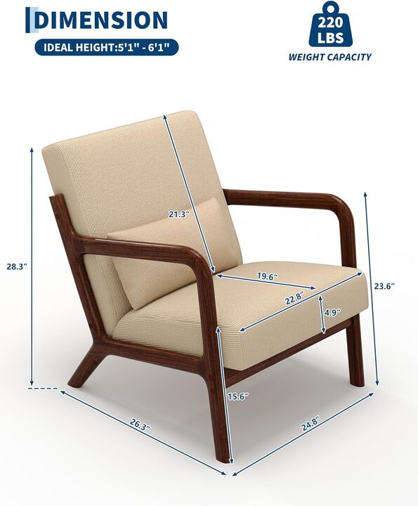 Modern Wide-Wale Corduroy Accent Sofa Chair, Lounge Armchair with Lumbar Pillow for Living Room, Bedroom, Outdoor Relax, Brown