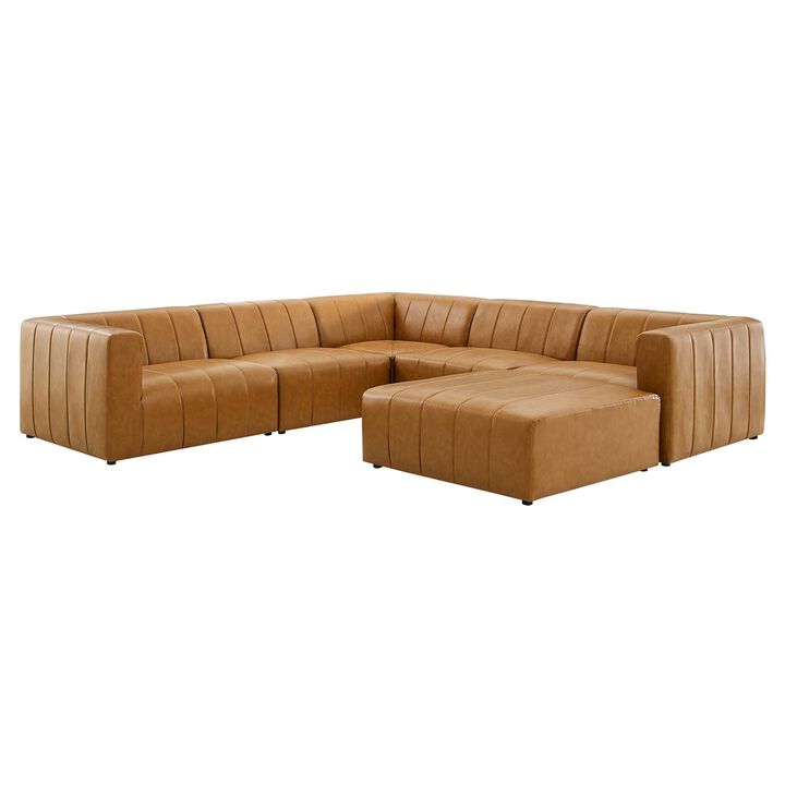 Bartlett Vegan Leather 6-Piece Sectional Sofa Brown EEI-4534-TAN