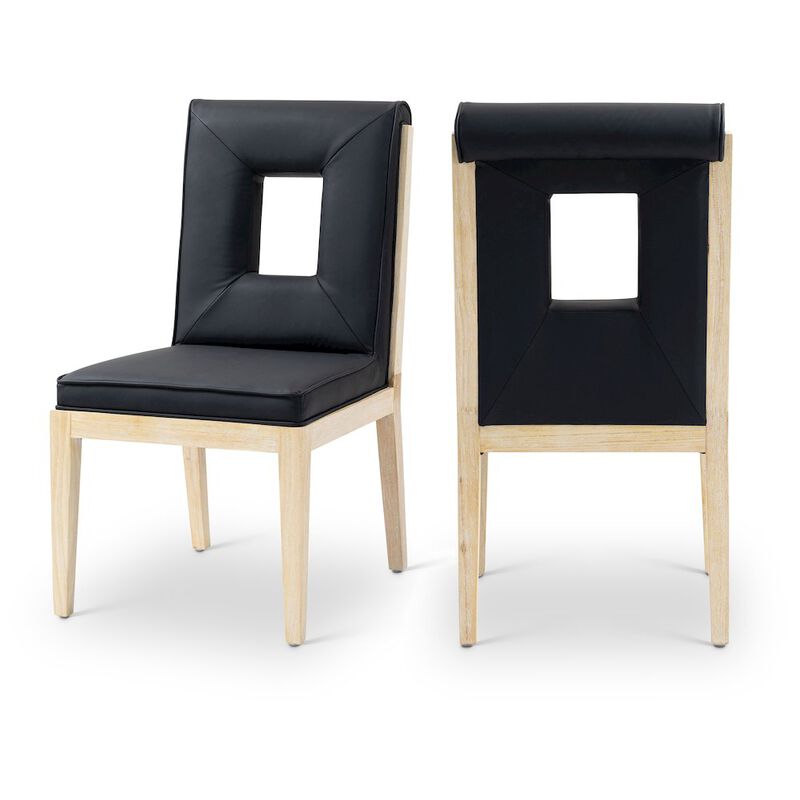 Meridian Furniture Gwendolyn Black Vegan Leather Dining Side Chair, Set of 2
