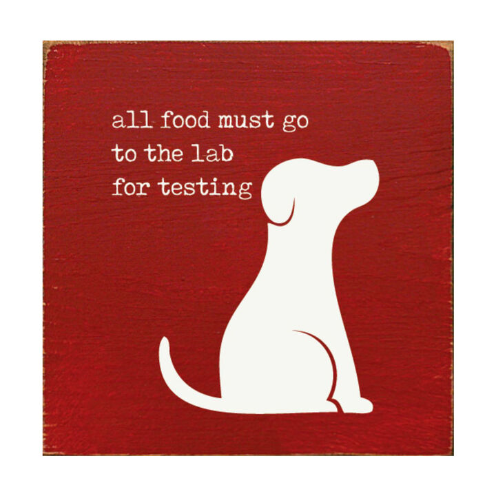 Pet Lover Wood Wall Sign All Food Must Go To The Lab For Testing Solid Pine Decor