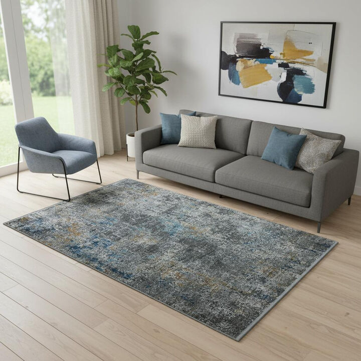 HomeRoots Abstract Distressed Area Rug With Fringe