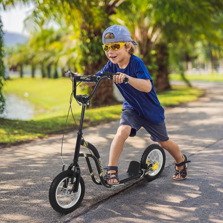 BreeBe Youth Scooter Front and Rear Caliper Dual Brakes 12-Inch Inflatable Front Wheel Ride On Toy